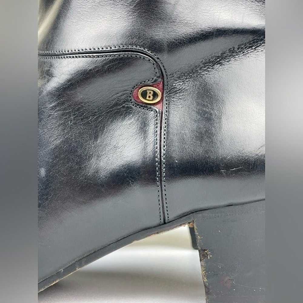 VTG BALLY Women's 8 38.5 Black Leather Heeled Kne… - image 10