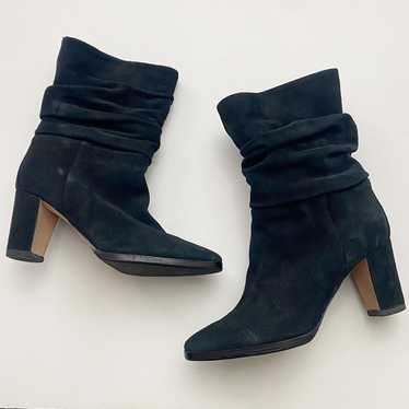 Manolo Blahnik Black Suede Boots w Heel Shoes - image 1