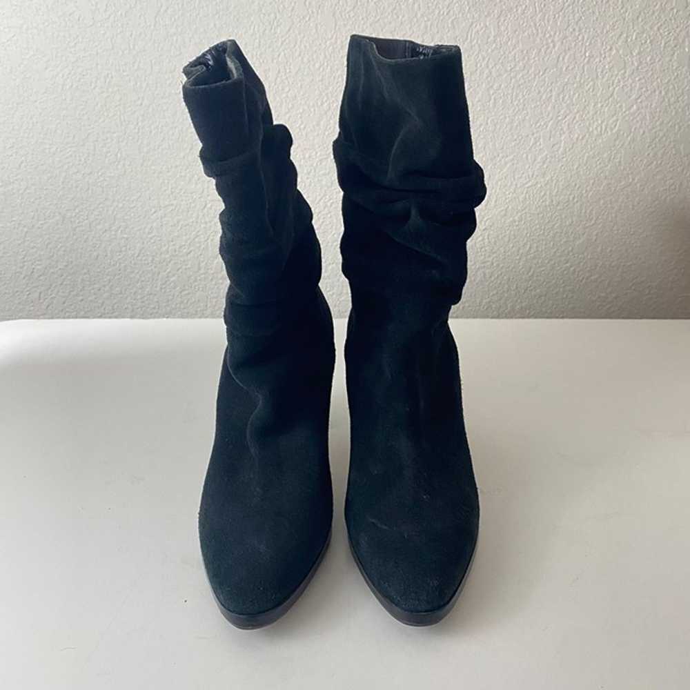 Manolo Blahnik Black Suede Boots w Heel Shoes - image 3