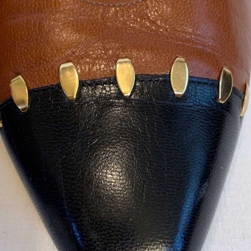 80’s TWO TONE Leather VINTAGE Black Med. BROWN LE… - image 2