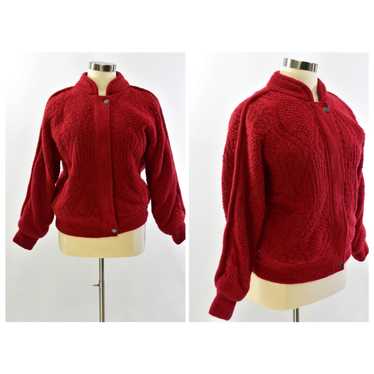 Express 80s Vintage Womens Red Chunky Textured Kn… - image 1