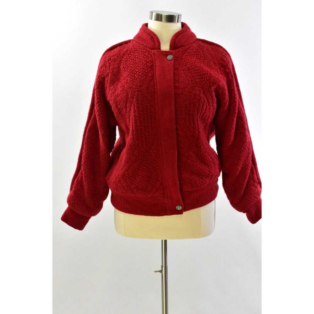 Express 80s Vintage Womens Red Chunky Textured Kn… - image 2