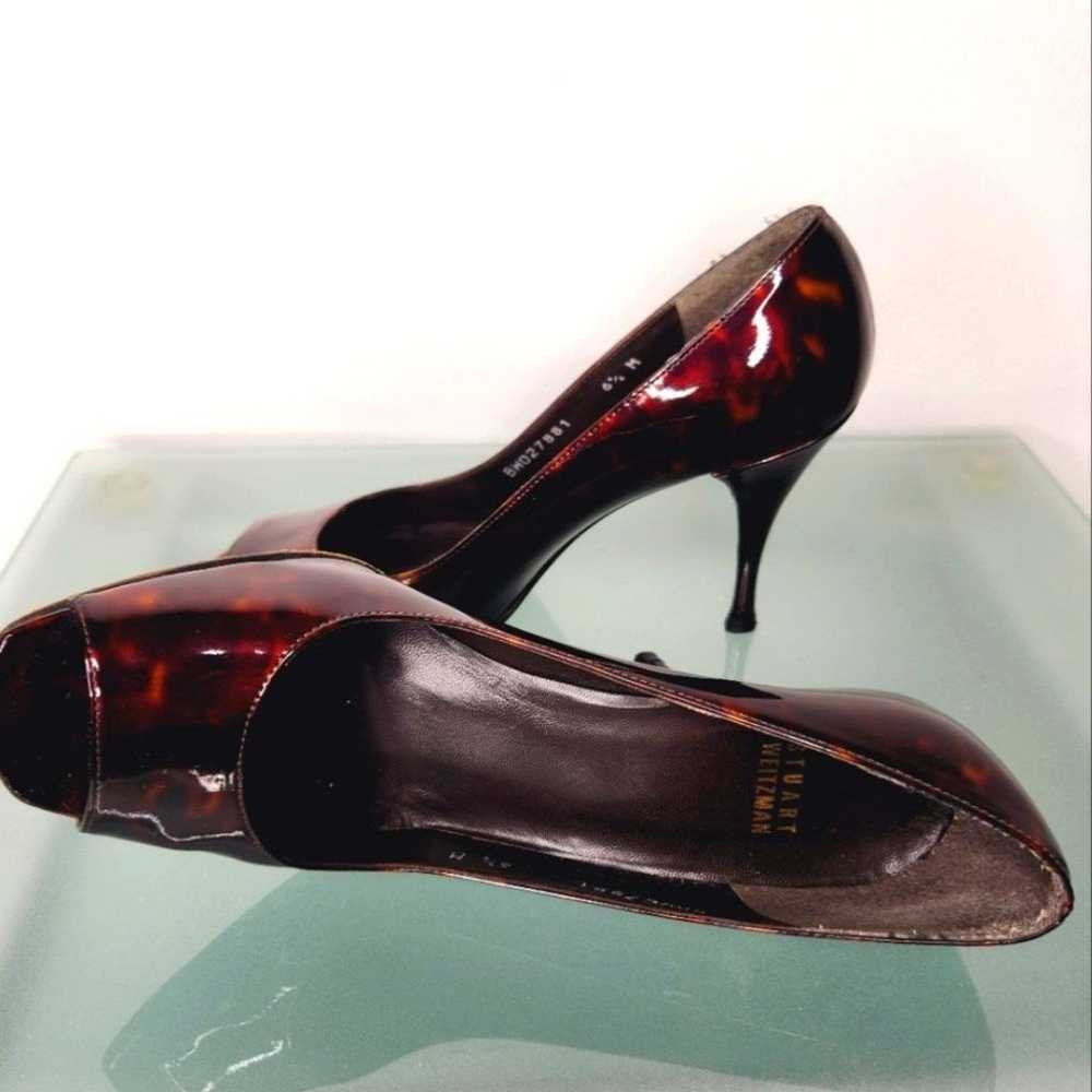 Stuart Weitzman peep toe 3.5" heels Size 6.5 Tort… - image 3