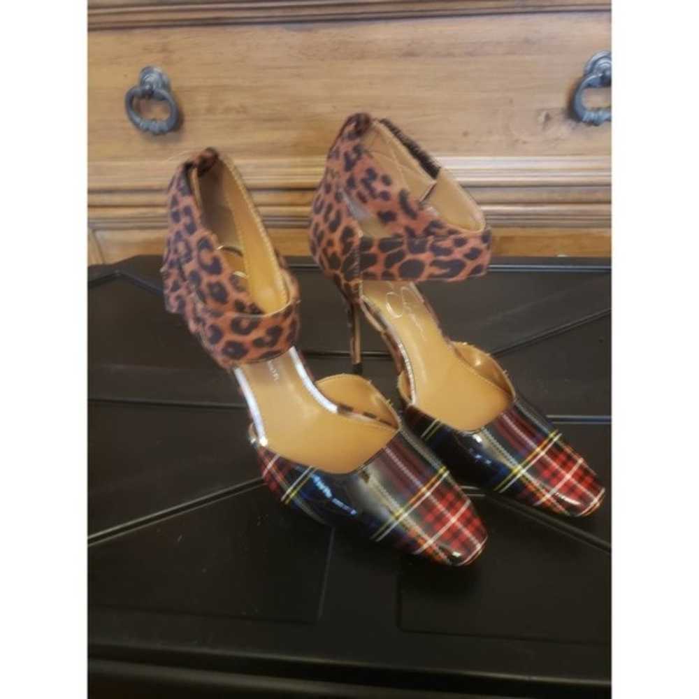 New Jessica Simpson Plaid leopard heels unique lo… - image 1