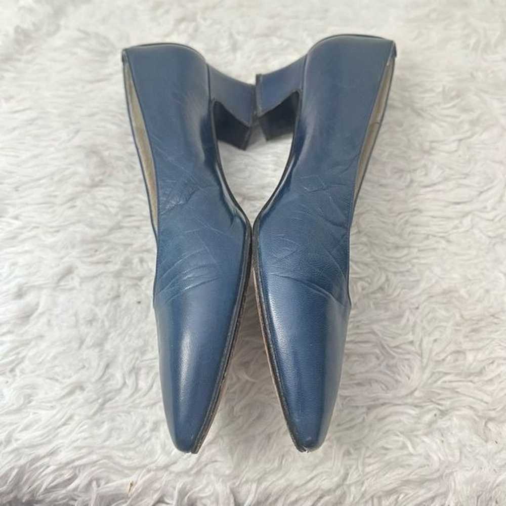 Stuart Weitzman Rare Blue Leather Vintage Low Hee… - image 3