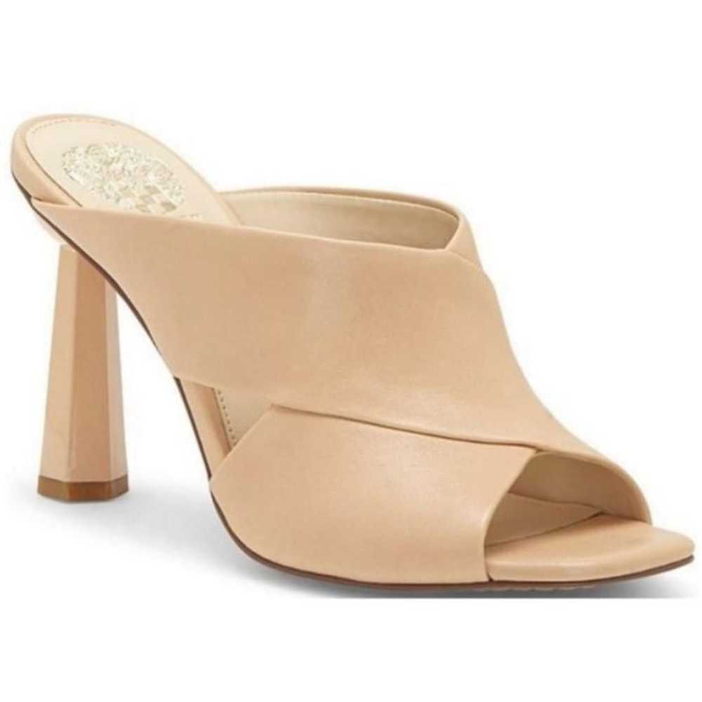 Women's Vince Camuto Beige Leather Mules Heels Si… - image 1