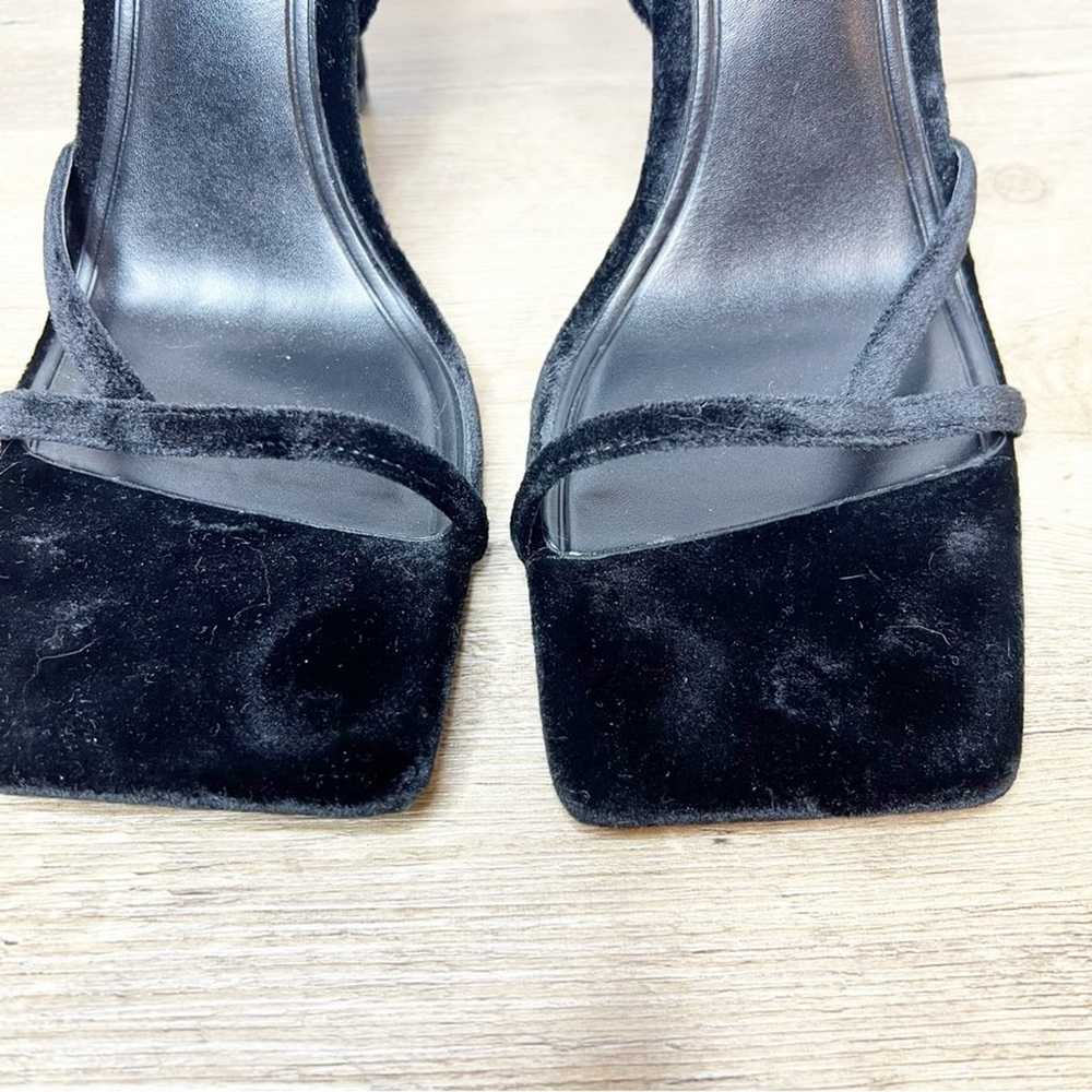 NEW ZARA Velvet Ankle Strap Heeled Sandals 9 Black - image 4