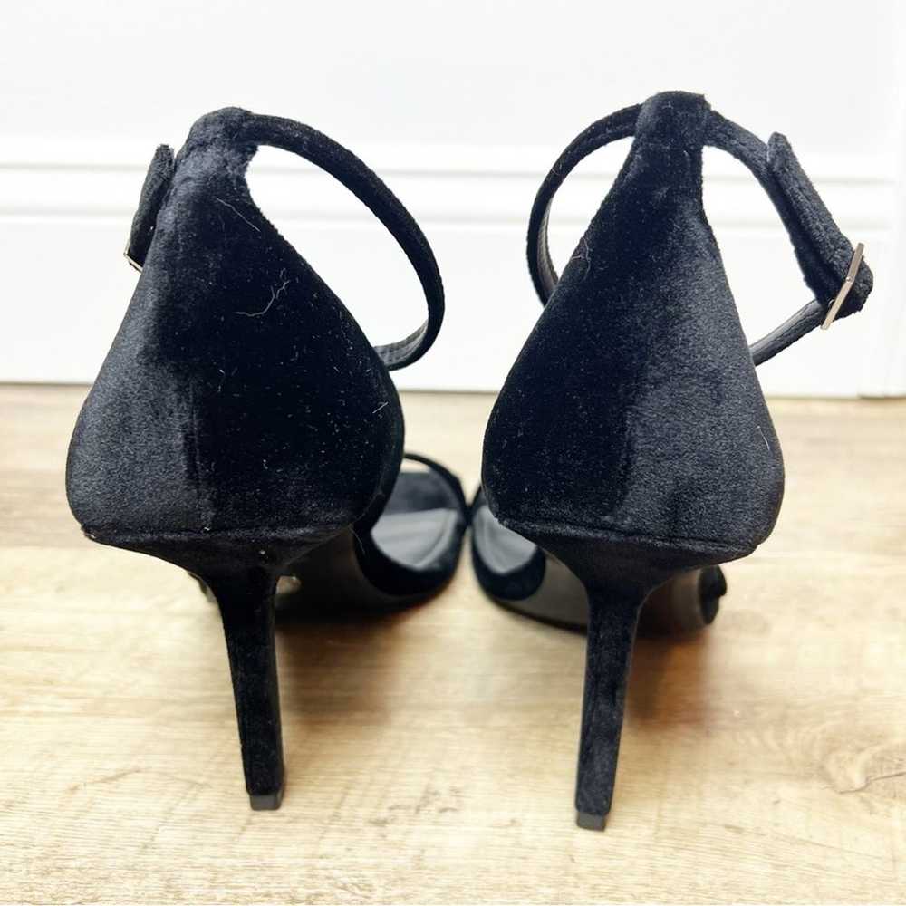 NEW ZARA Velvet Ankle Strap Heeled Sandals 9 Black - image 6