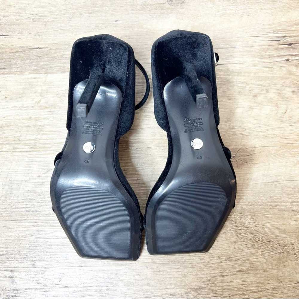 NEW ZARA Velvet Ankle Strap Heeled Sandals 9 Black - image 7