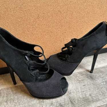 Fendi Black Suede & Pebbled Leather Mary Jane Tri… - image 1