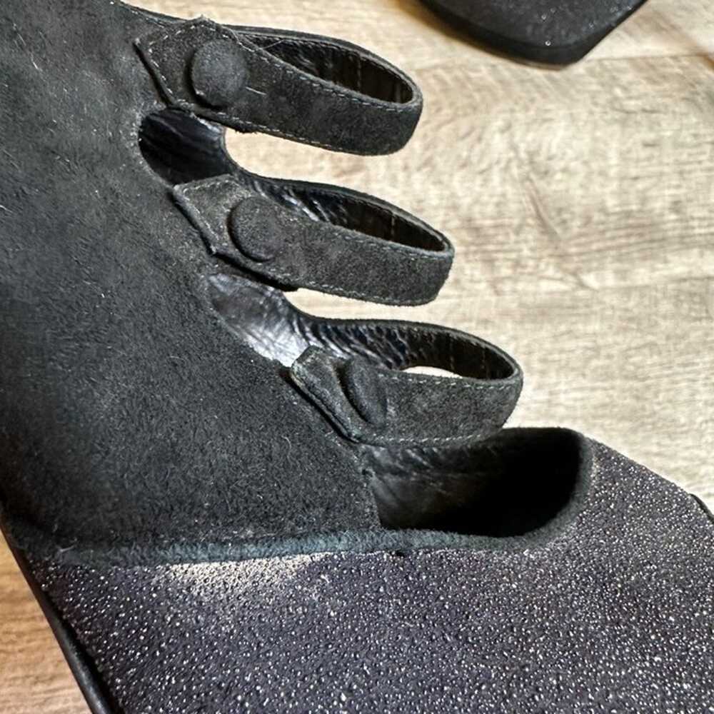 Fendi Black Suede & Pebbled Leather Mary Jane Tri… - image 2