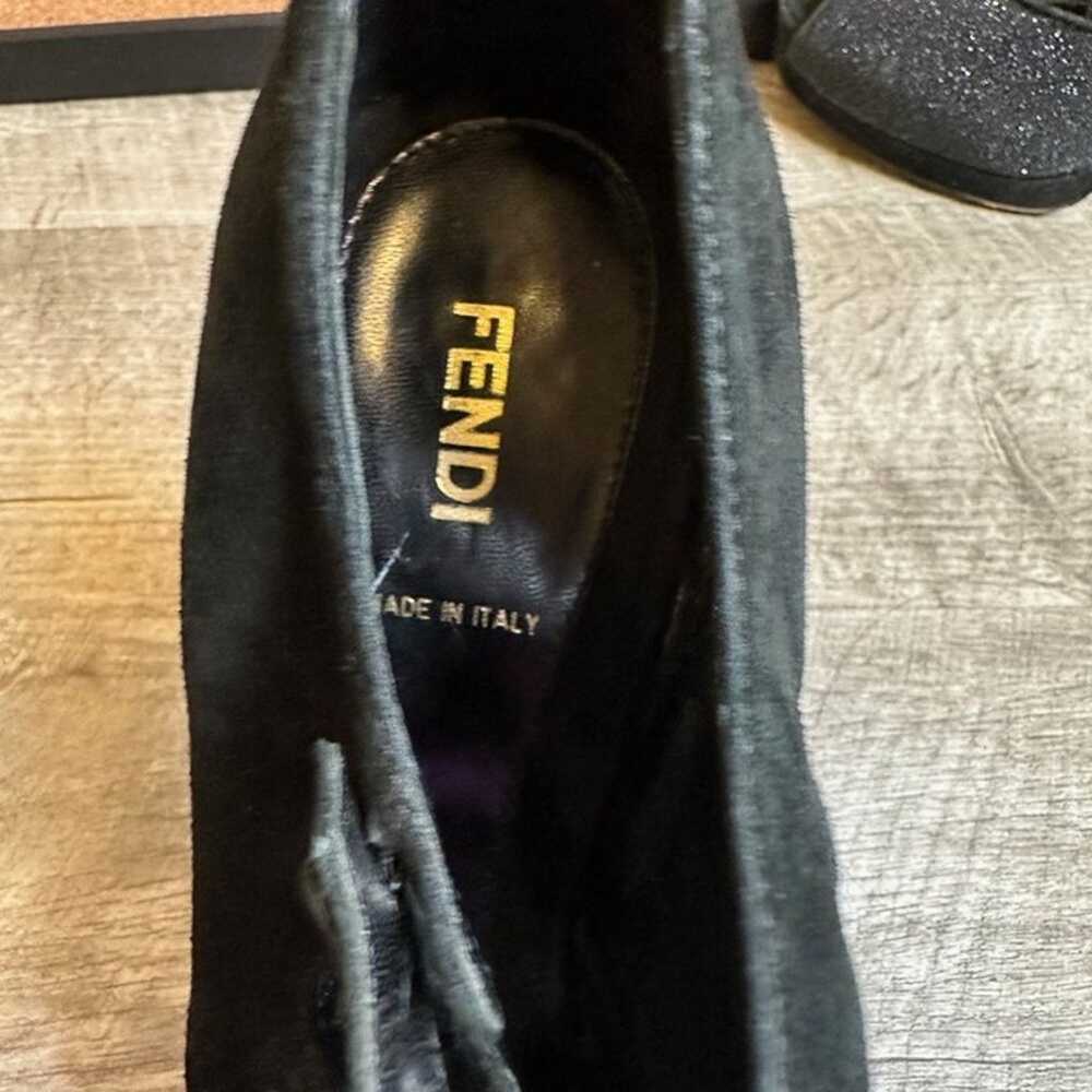 Fendi Black Suede & Pebbled Leather Mary Jane Tri… - image 3