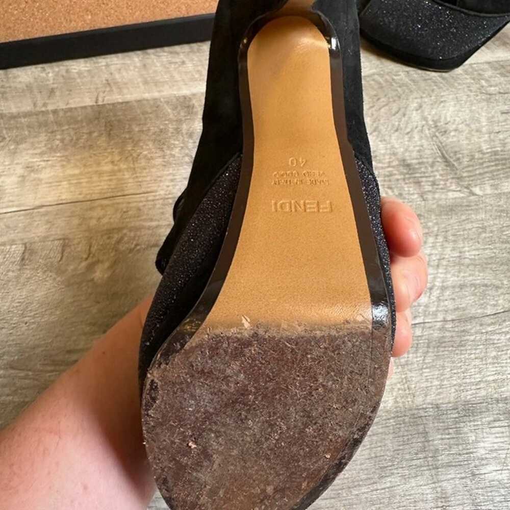 Fendi Black Suede & Pebbled Leather Mary Jane Tri… - image 4