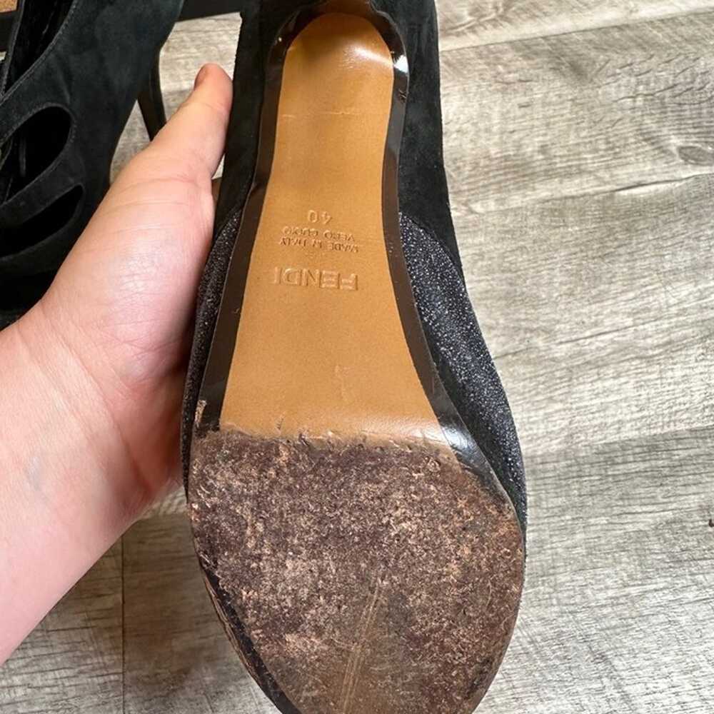 Fendi Black Suede & Pebbled Leather Mary Jane Tri… - image 6