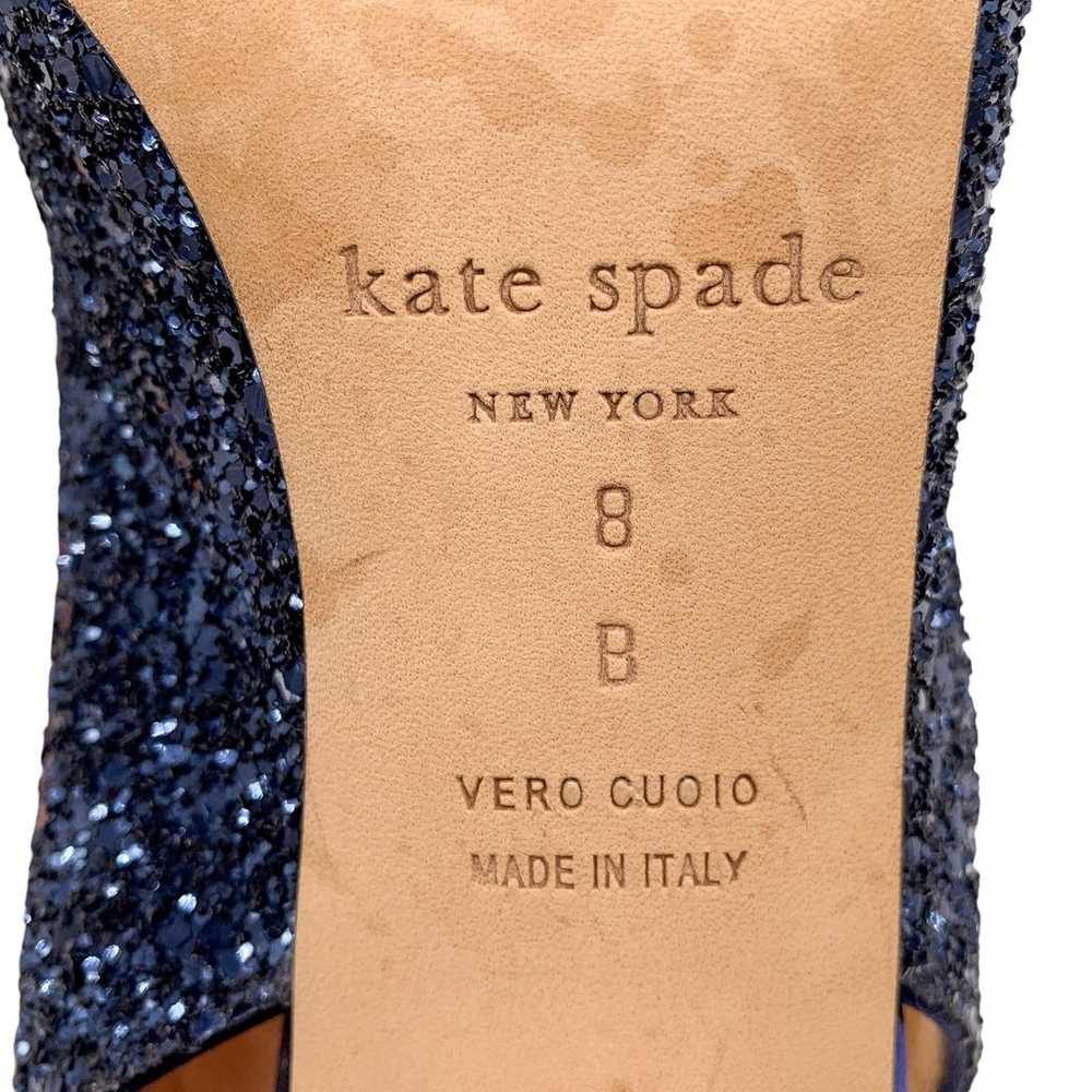 Kate Spade Charm Navy Blue Satin Glitter Bow Peep… - image 8