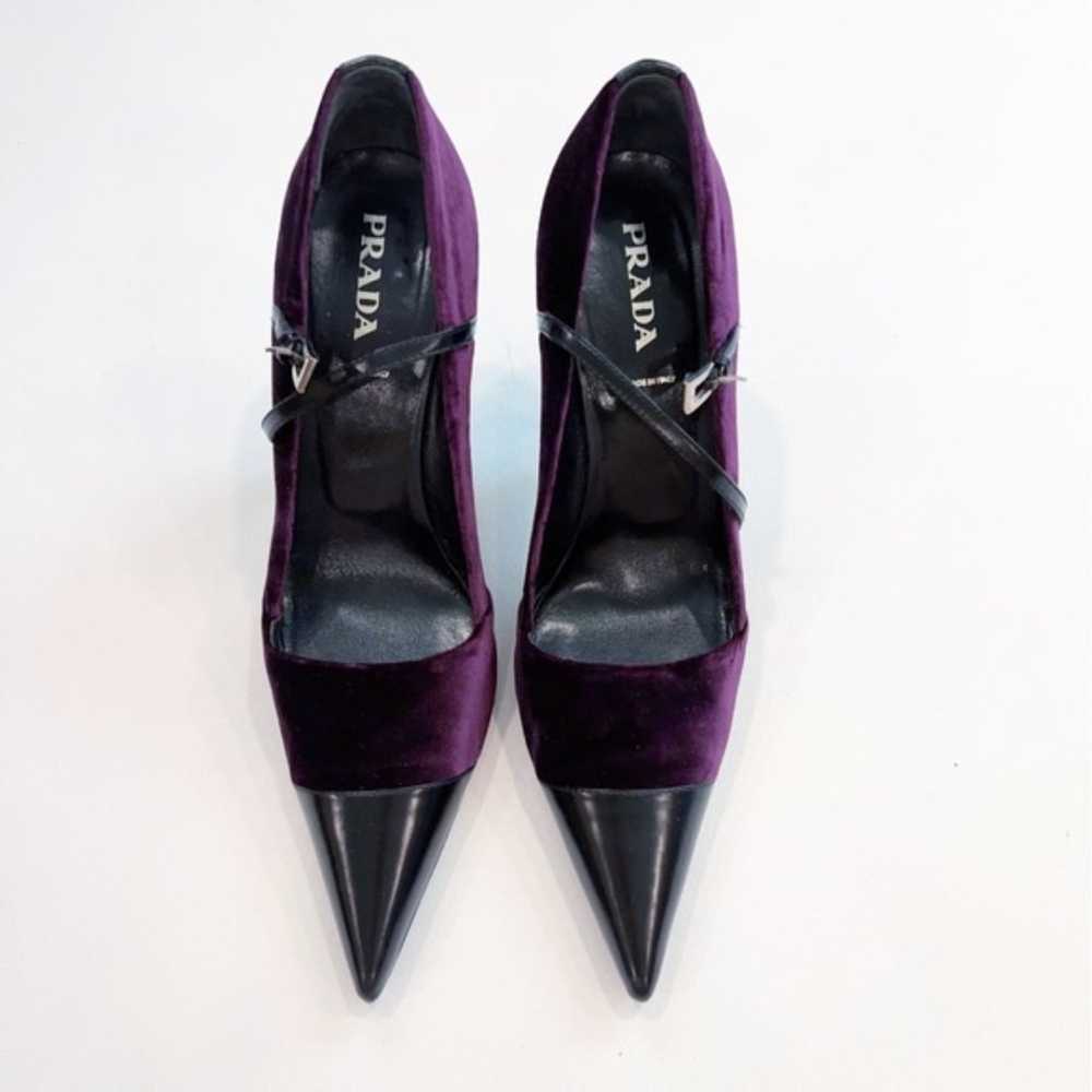 Prada Stilettos Vell Spazz Bordeaux Purple Velvet… - image 1