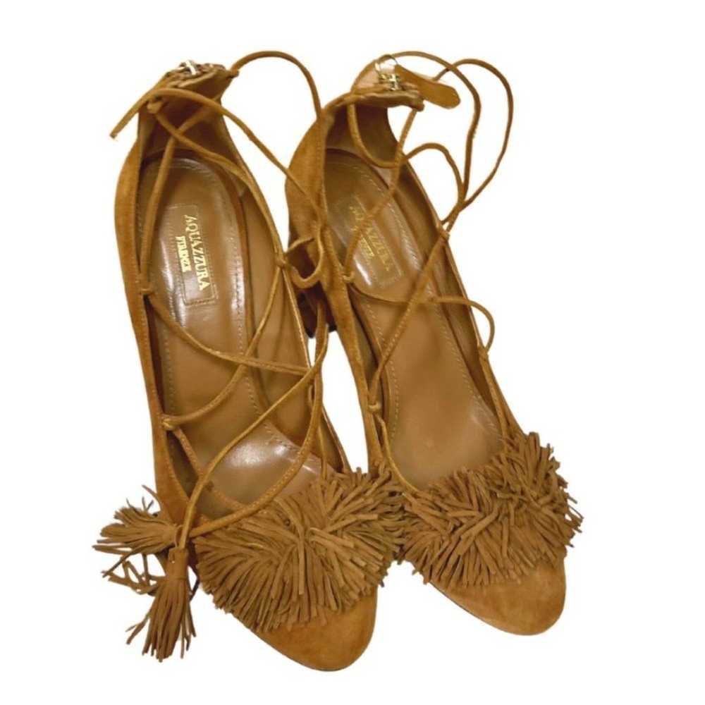 Aquazzura Wild Thing Fringe Block-Heel Pump Cogna… - image 4