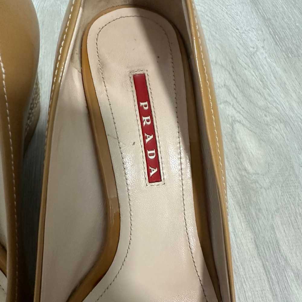 PRADA Patent Leather Espadrille Wedge Sandals In … - image 11