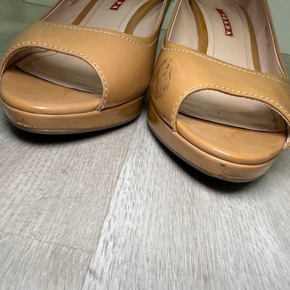 PRADA Patent Leather Espadrille Wedge Sandals In … - image 5