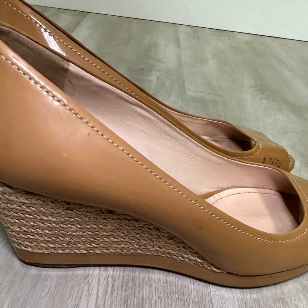 PRADA Patent Leather Espadrille Wedge Sandals In … - image 7