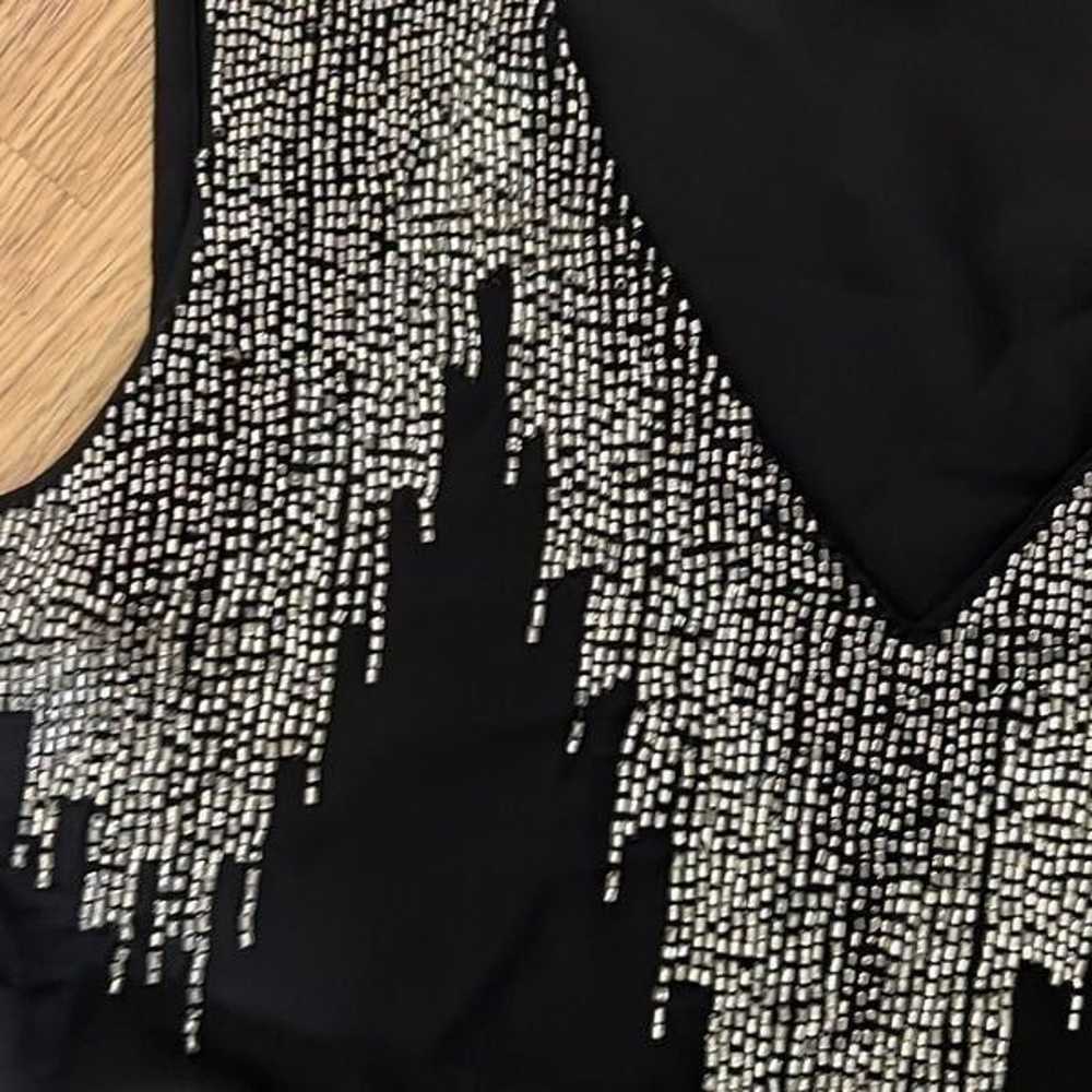 H&M black beaded mini dress sleeveless - image 2