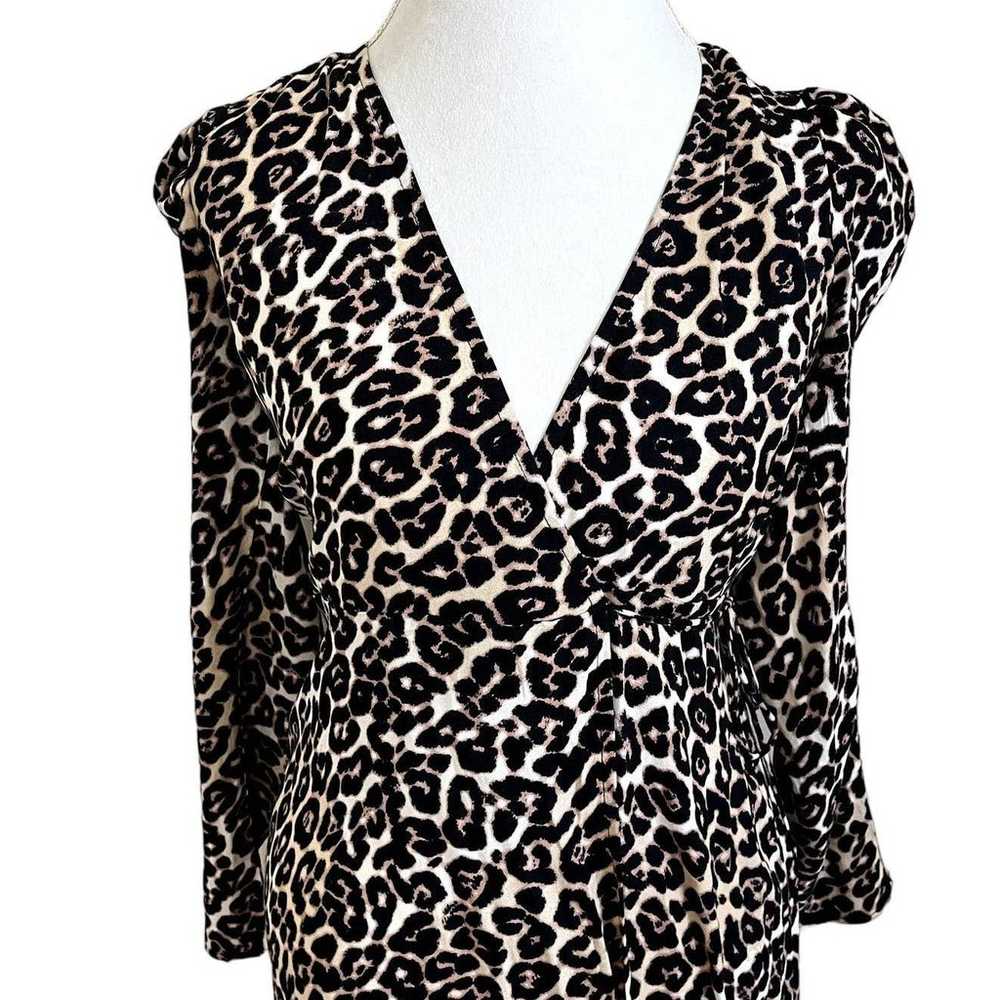AFRM Animal Print Wrap Dress XS Black Leopard Che… - image 1
