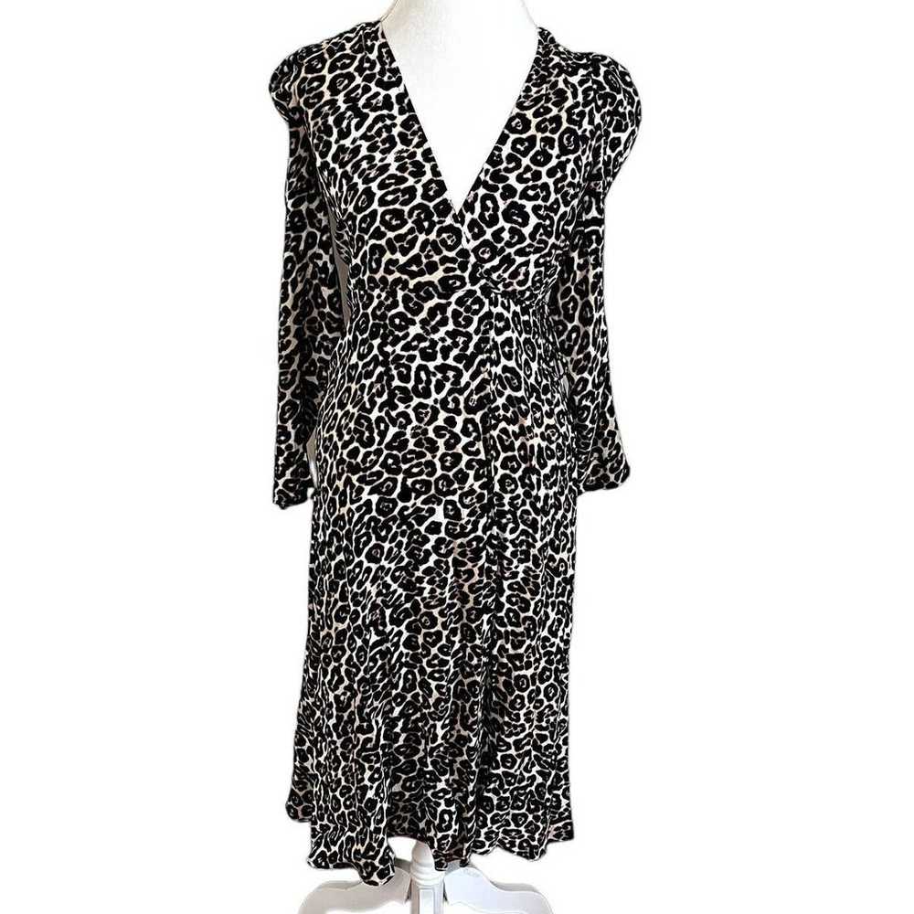 AFRM Animal Print Wrap Dress XS Black Leopard Che… - image 2