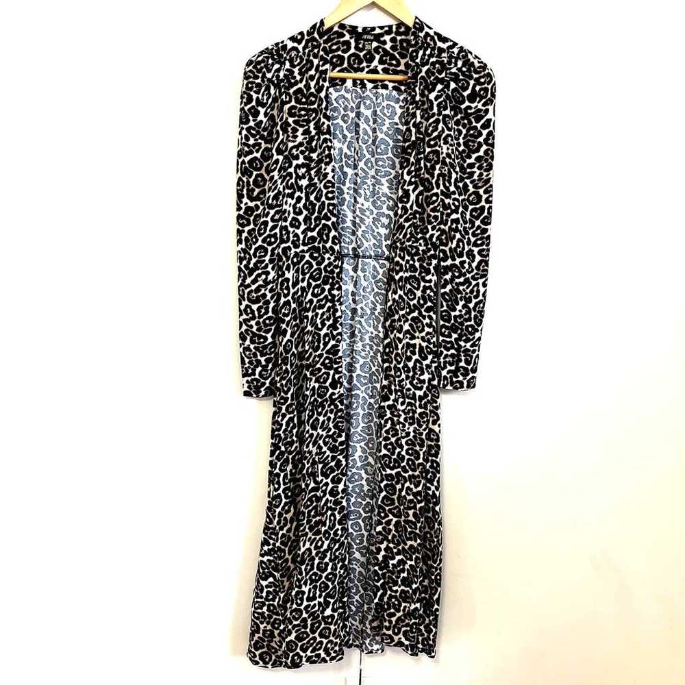 AFRM Animal Print Wrap Dress XS Black Leopard Che… - image 4