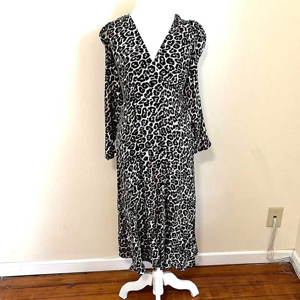 AFRM Animal Print Wrap Dress XS Black Leopard Che… - image 9