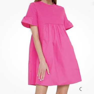 Womens English Factory Pink Cotton Poplin Dress s… - image 1