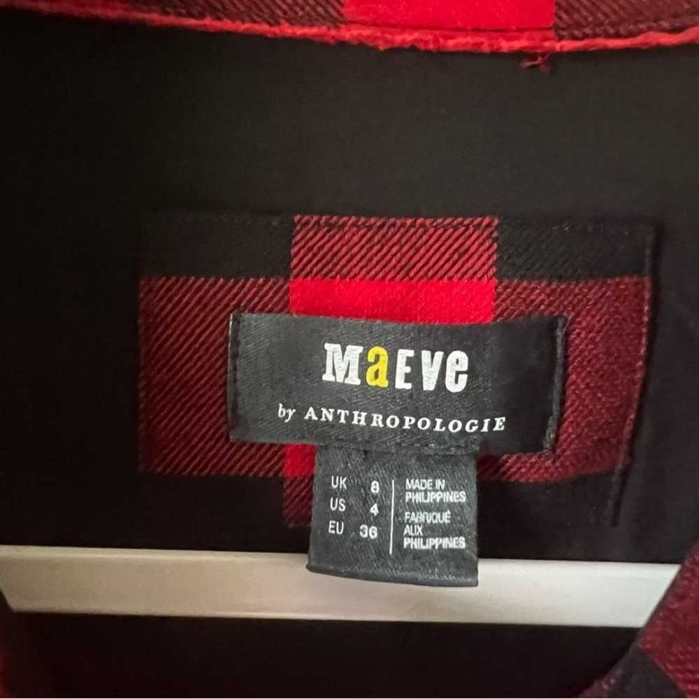 Maeve Red and Black Check Plaid Midi Shirt Dress 4 - image 6