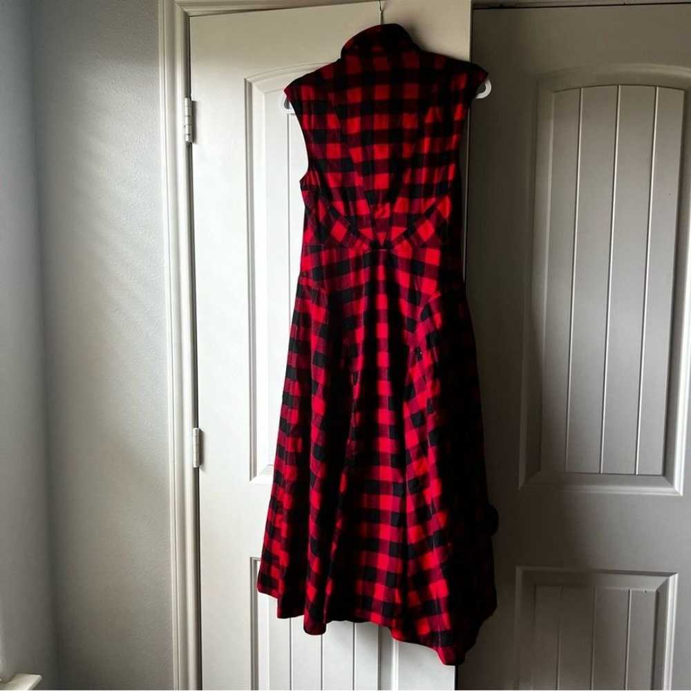 Maeve Red and Black Check Plaid Midi Shirt Dress 4 - image 8