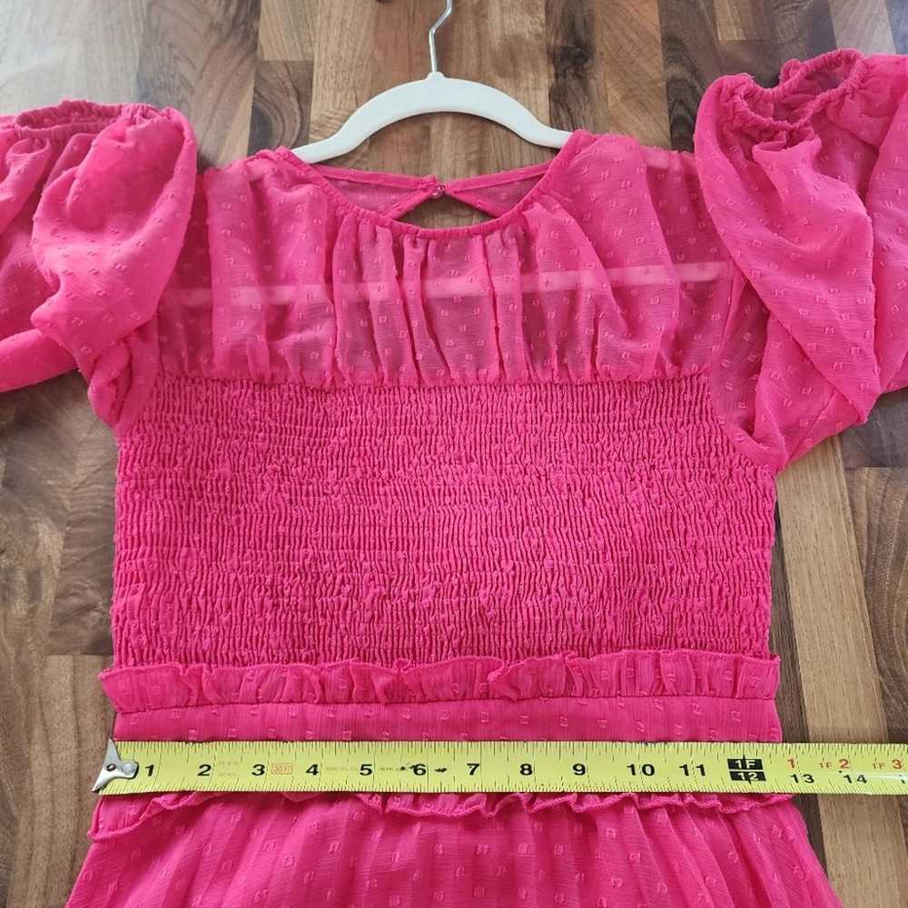 ASOS Design Hot Pink Swiss Dot Pleated Midi Dress… - image 10