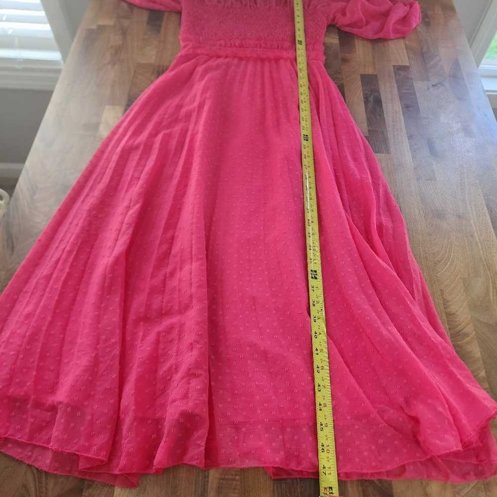 ASOS Design Hot Pink Swiss Dot Pleated Midi Dress… - image 11