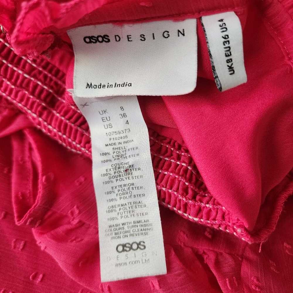 ASOS Design Hot Pink Swiss Dot Pleated Midi Dress… - image 12