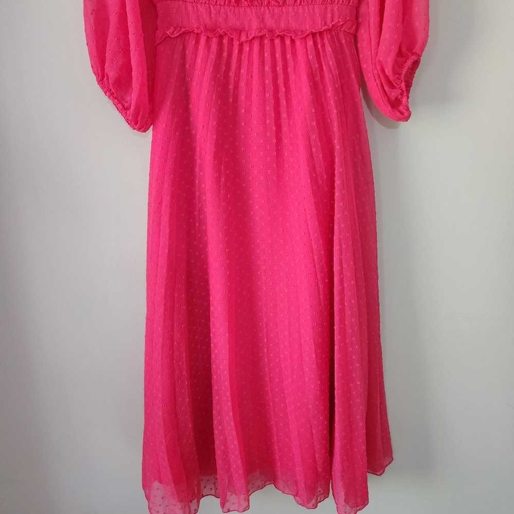 ASOS Design Hot Pink Swiss Dot Pleated Midi Dress… - image 6