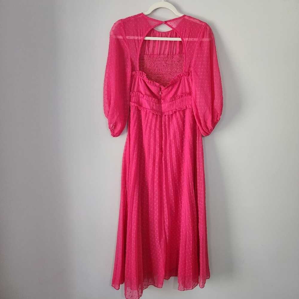 ASOS Design Hot Pink Swiss Dot Pleated Midi Dress… - image 7