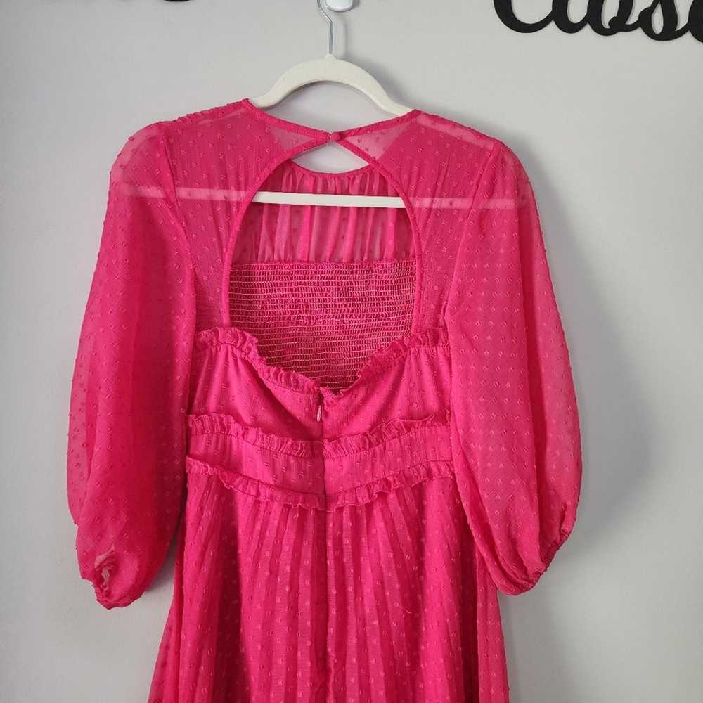 ASOS Design Hot Pink Swiss Dot Pleated Midi Dress… - image 8