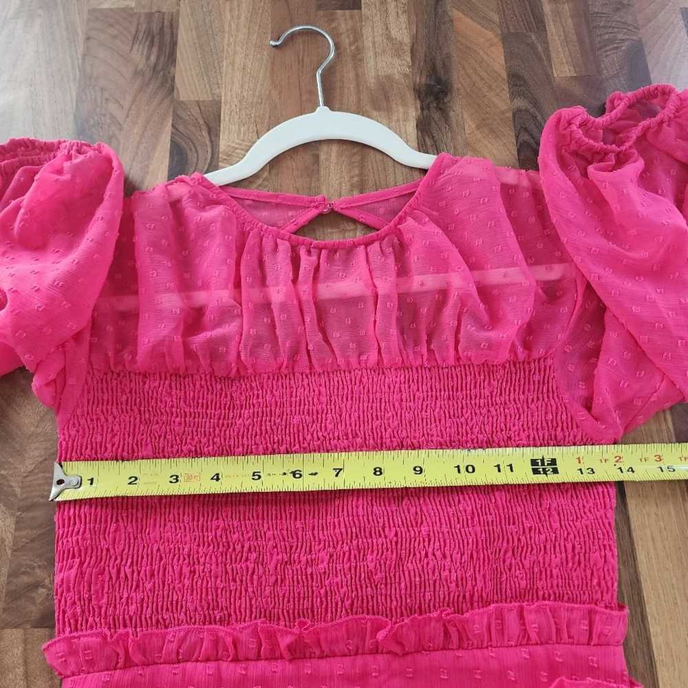 ASOS Design Hot Pink Swiss Dot Pleated Midi Dress… - image 9