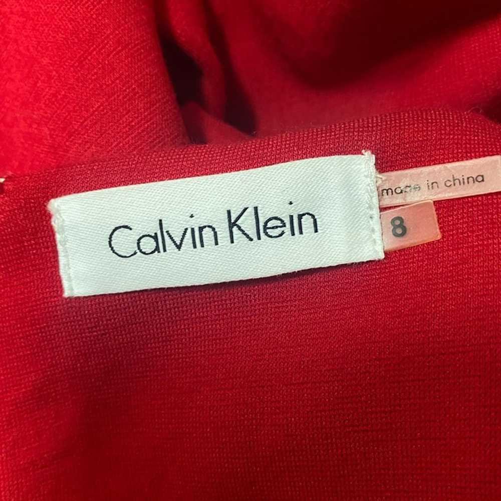 Calvin Klein Size 8 Red Dress Long Sleeve - image 6