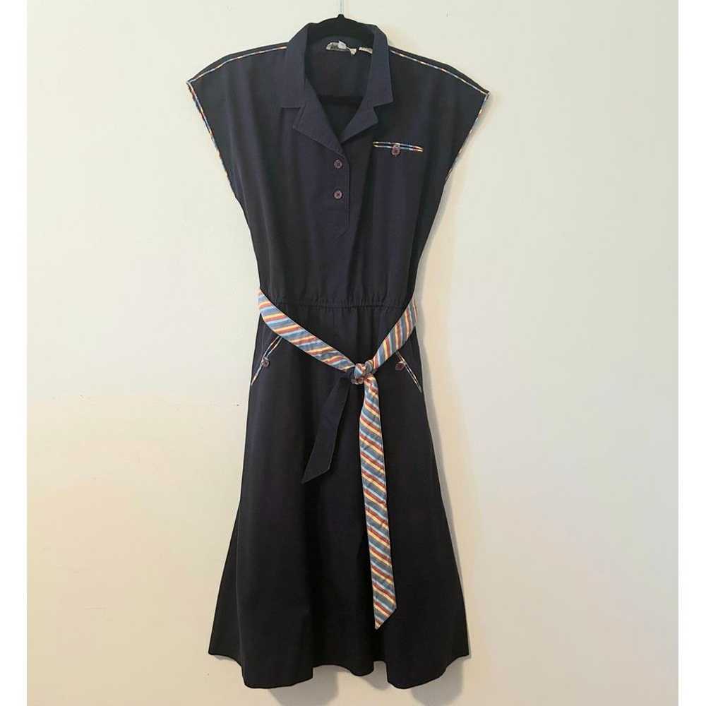 Townhouse Vintage Shirt Dress Aline 70s Tie Belt … - image 1