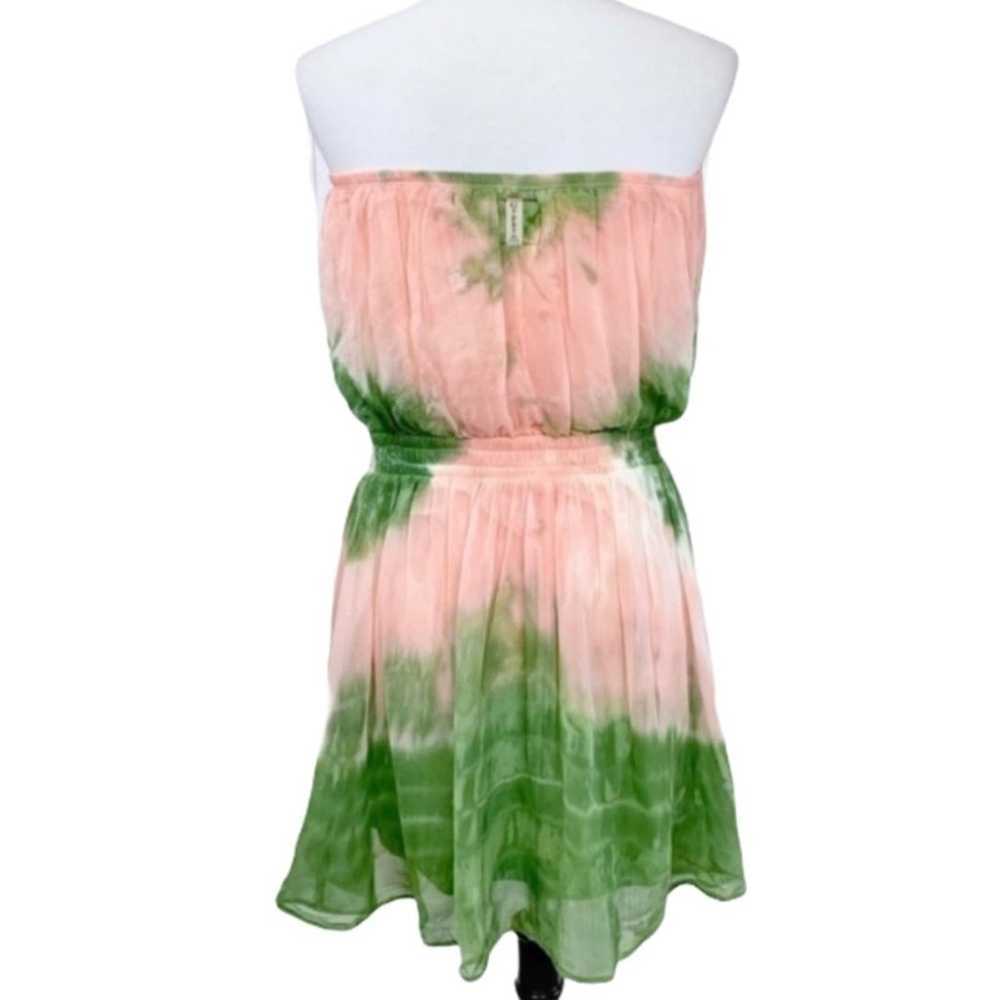 Gypsy 05 Strapless Mini Dress Boho Pink Green Tie… - image 10