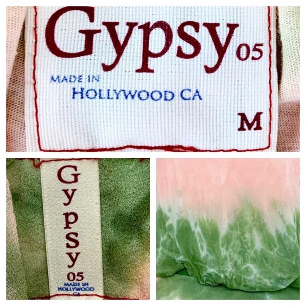 Gypsy 05 Strapless Mini Dress Boho Pink Green Tie… - image 11