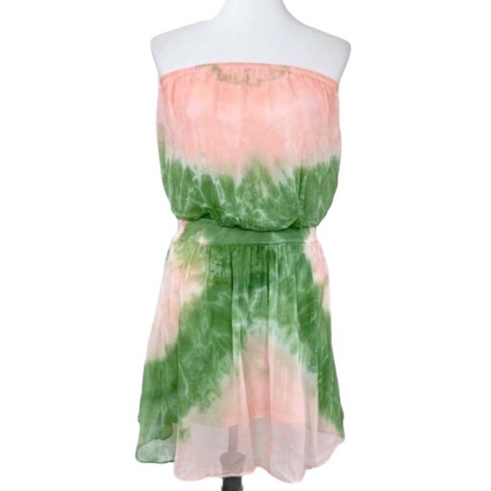 Gypsy 05 Strapless Mini Dress Boho Pink Green Tie… - image 12