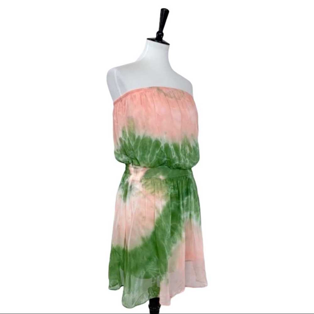 Gypsy 05 Strapless Mini Dress Boho Pink Green Tie… - image 2