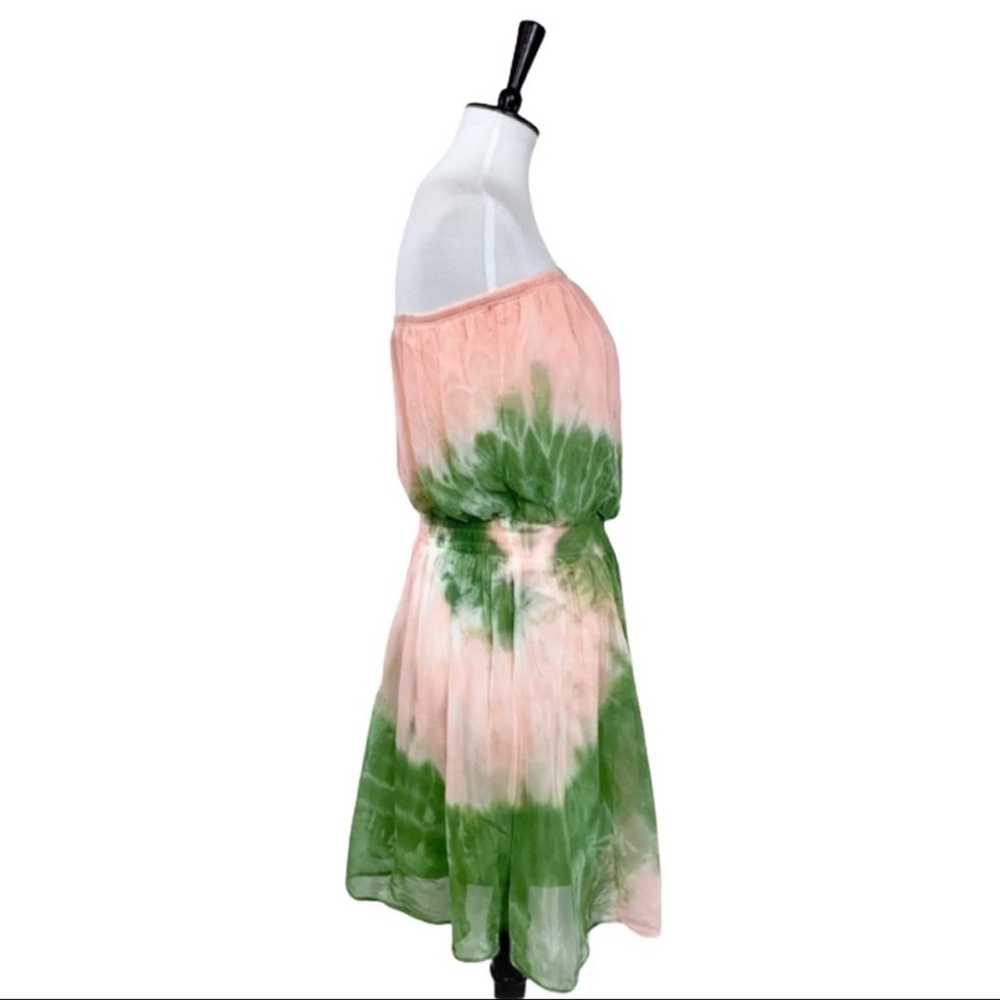 Gypsy 05 Strapless Mini Dress Boho Pink Green Tie… - image 3