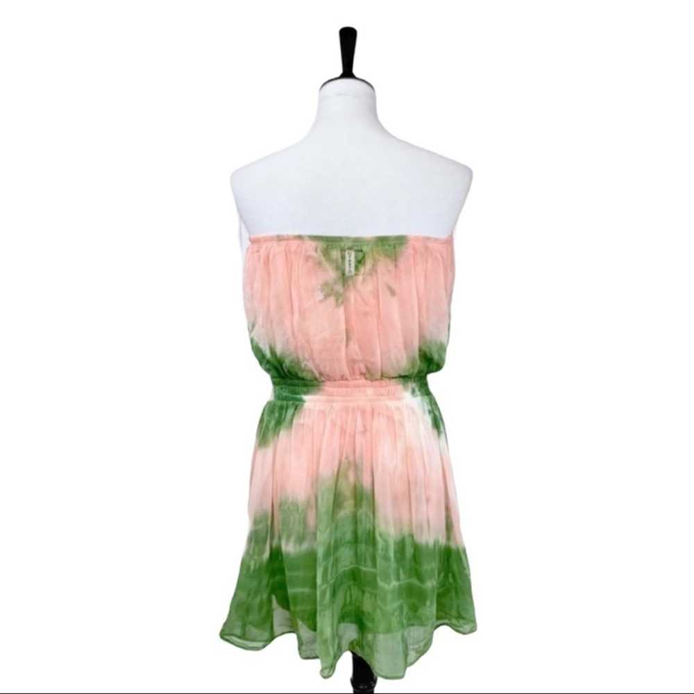 Gypsy 05 Strapless Mini Dress Boho Pink Green Tie… - image 4