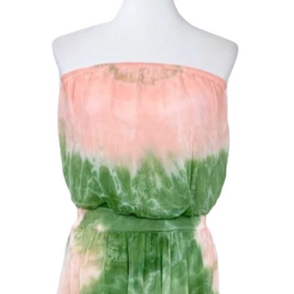 Gypsy 05 Strapless Mini Dress Boho Pink Green Tie… - image 5