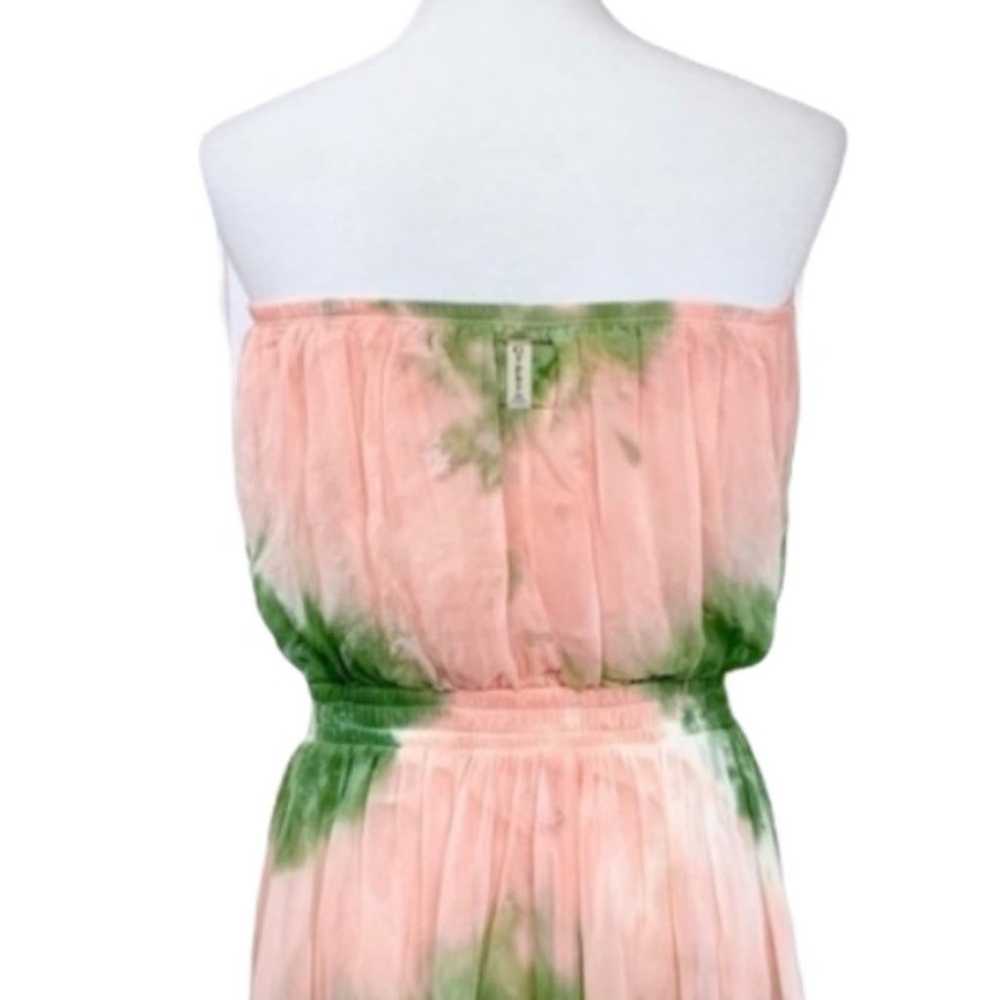 Gypsy 05 Strapless Mini Dress Boho Pink Green Tie… - image 8