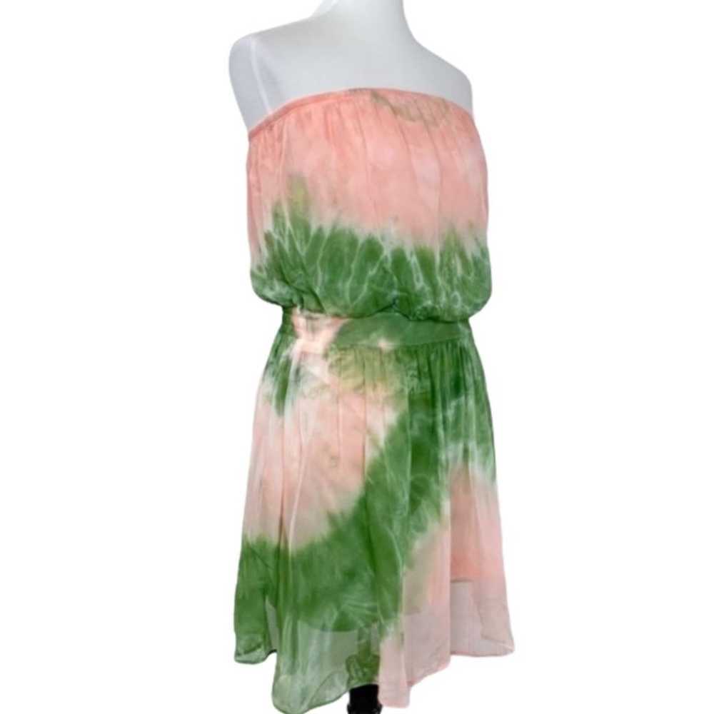 Gypsy 05 Strapless Mini Dress Boho Pink Green Tie… - image 9